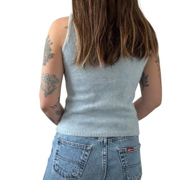 Vintage Y2K Light Blue Angora Blend Fluffy Fuzzy Soft Sweater Vest Petite S - Picture 6 of 7
